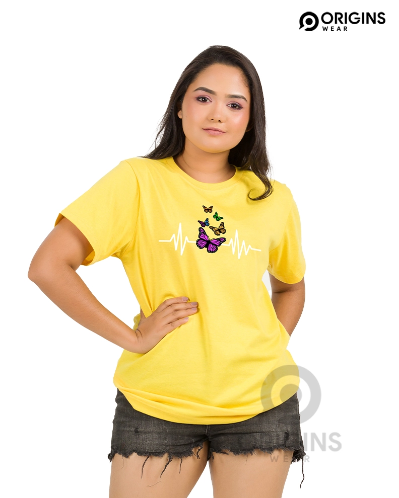 Butterfly Lemon Yellow Unisex Premium Cotton T-Shirt
