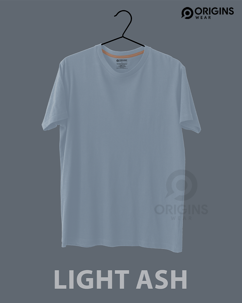 Light Gray Cotton Unisex T-Shirt Crew neck