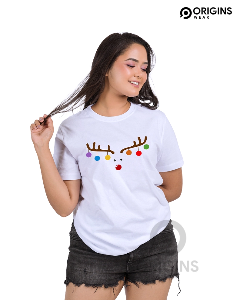 Reindeer Pure White Unisex Premium Cotton T -Shirt