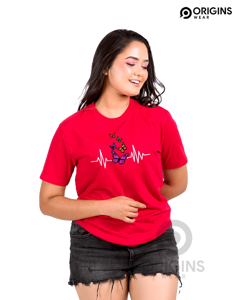 Butterfly Scarlet Red Unisex Premium Cotton T-Shirt