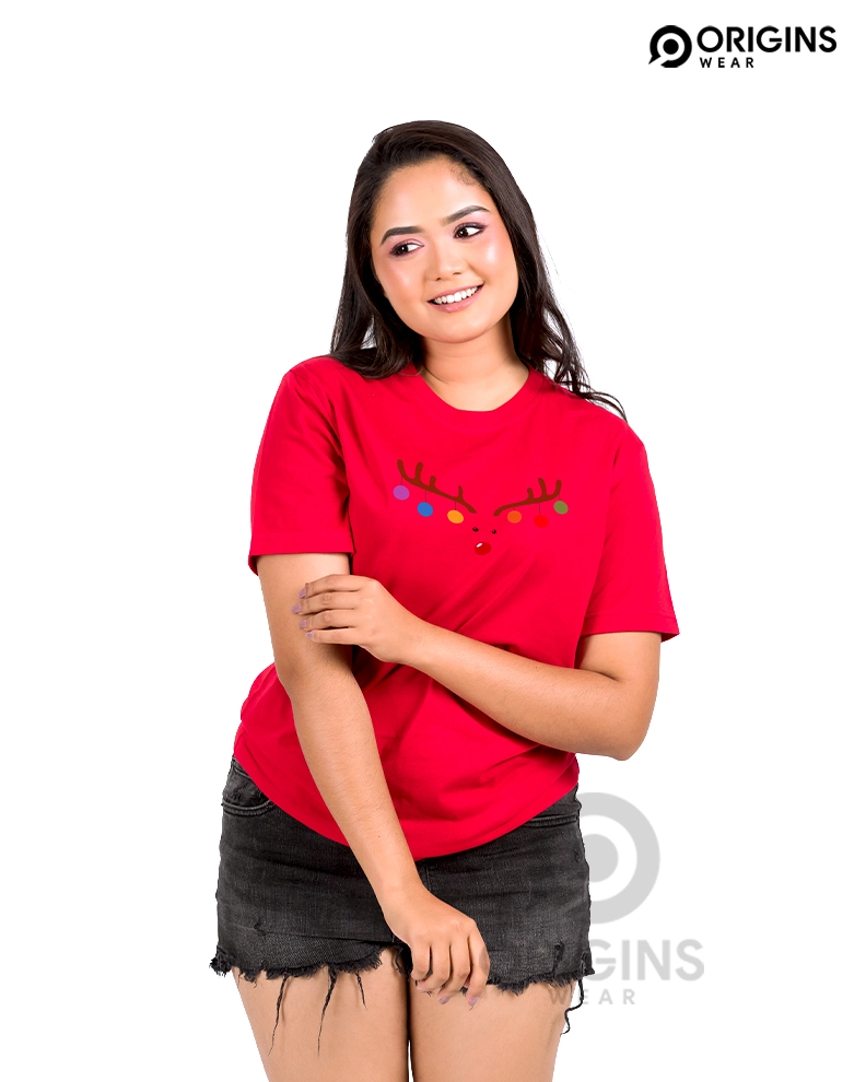 Reindeer Scarlet Red Unisex Premium Cotton T -Shirt