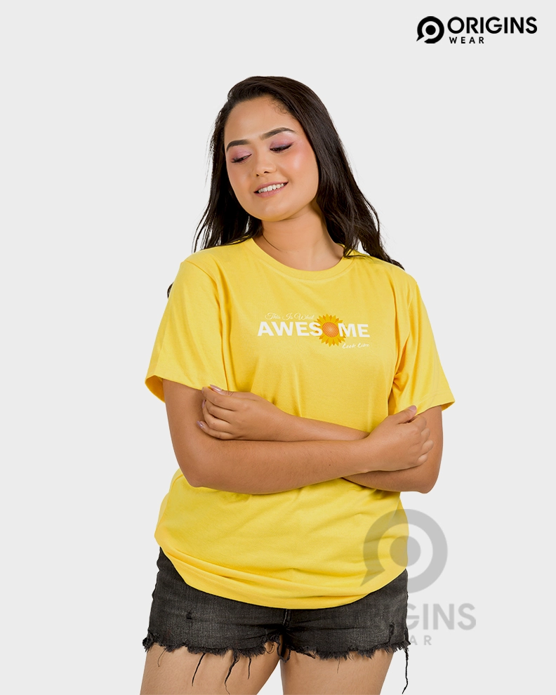 Awesome Flower Lemon Yellow Unisex Premium Cotton T Shirt
