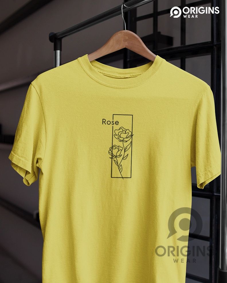 Rose Flower Unisex Lemon Yellow Premium Cotton T-Shirt