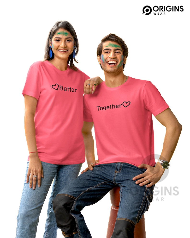 Better Together Peach Couple Unisex Premium Cotton T-Shirt