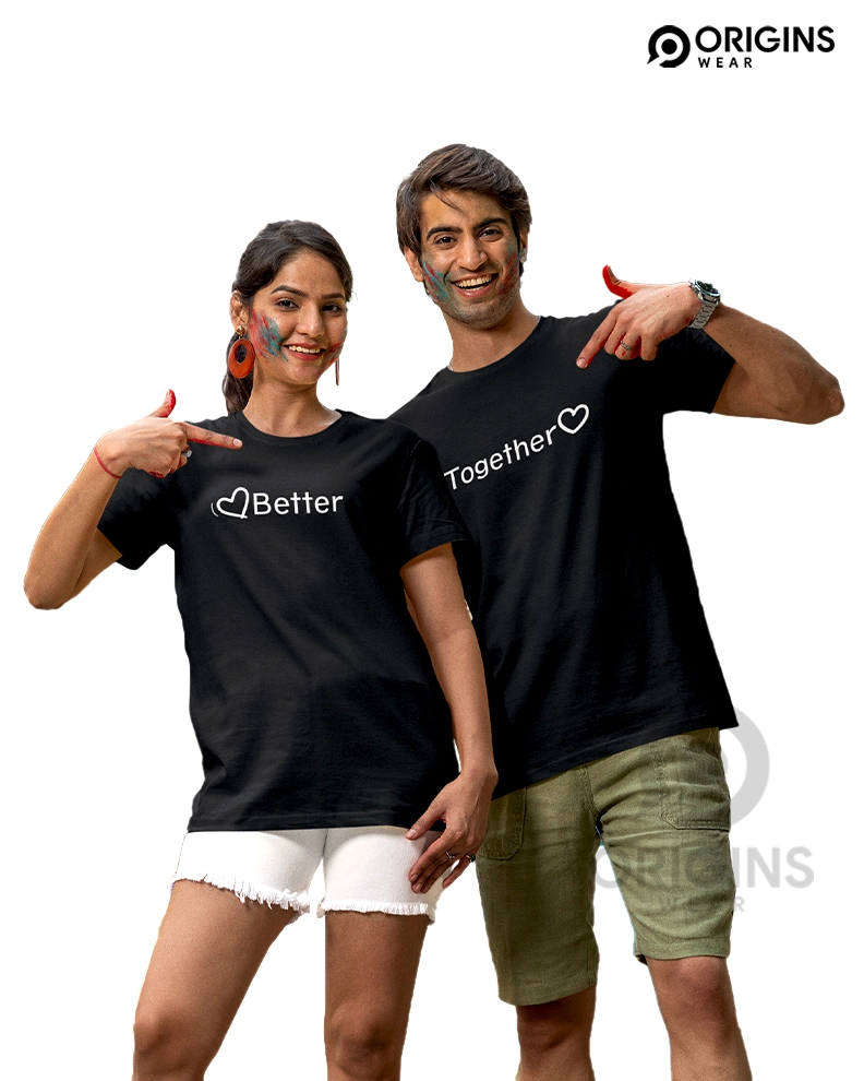 Better Together Raven Black Couple Unisex Premium Cotton T-Shirt
