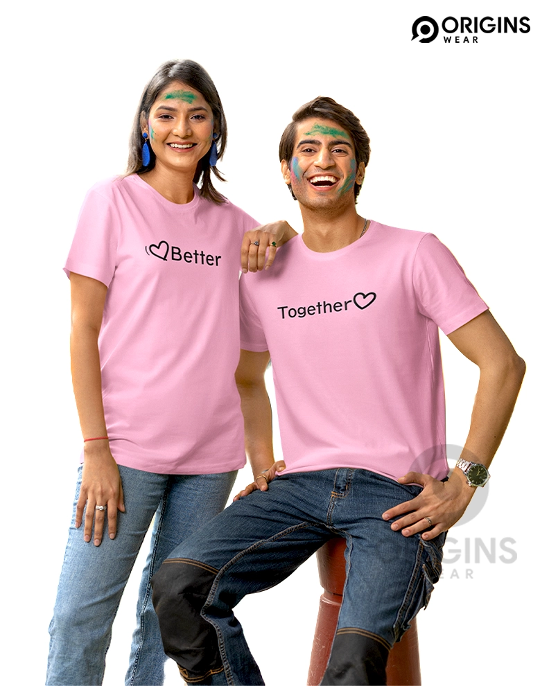 Better Together Taffy Pink Couple Unisex Premium Cotton T-Shirt