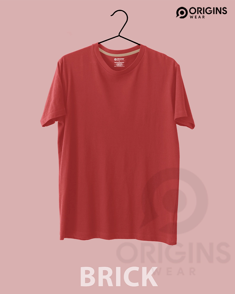 Brick Colour Cotton T-Shirt Unisex