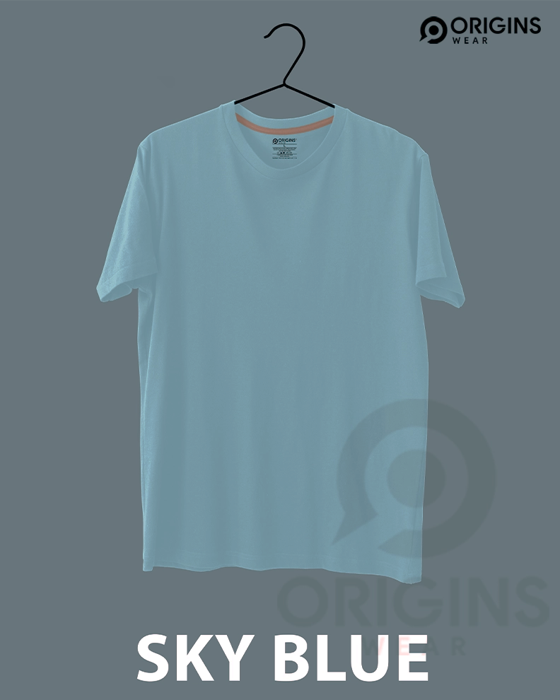 Deep Sky Blue Cotton T Shirt