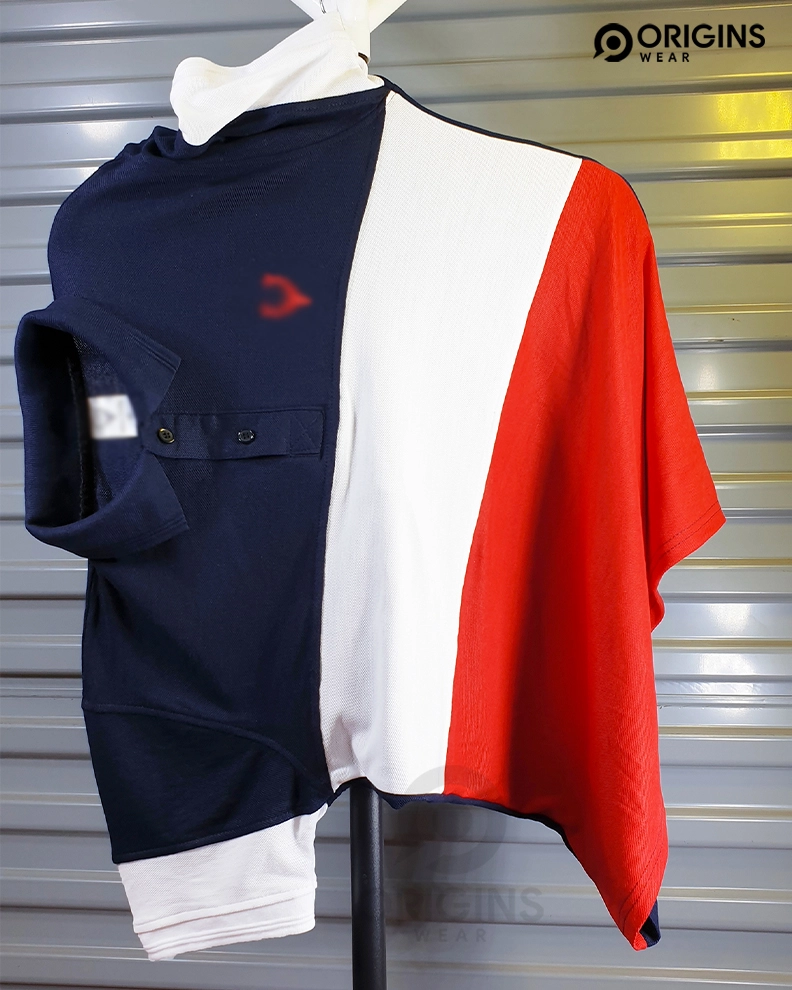 Navy Blue | White | Red Striped Collar T-Shirts