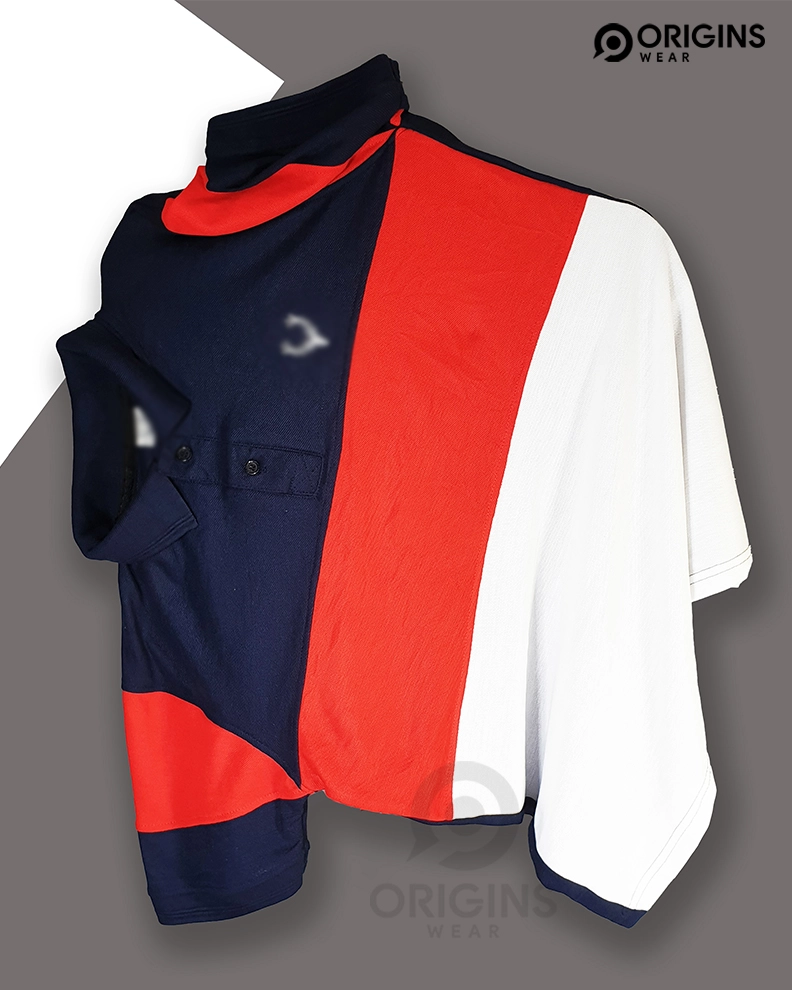 Navy Blue | Red | White Striped Collar T-Shirts