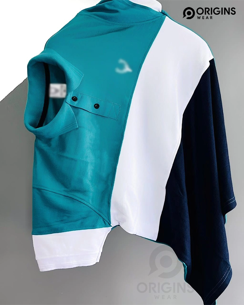 Damro Green | White | Navy Blue Striped Collar T-Shirts