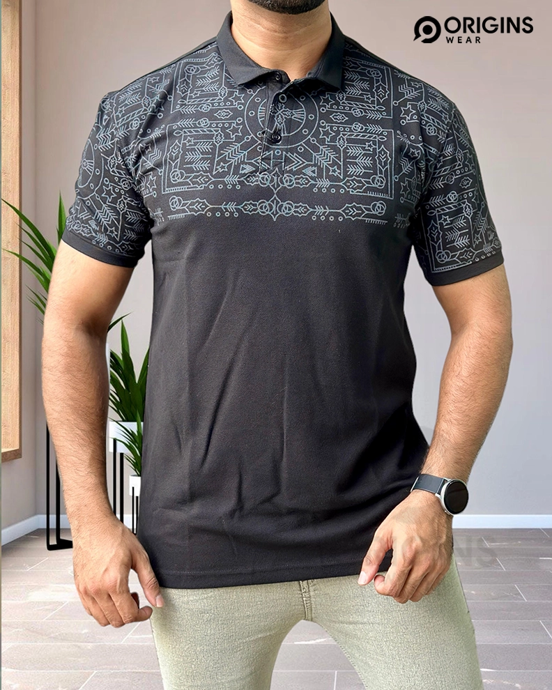 Black Simple Pattern Collar T-Shirt